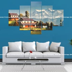Himalayan Homes Canvas Print | Nepal Art | Himalayan Homes | Mountains | Landscape | Traditional Homes | Peaceful | Home Decor | Custom Canvas Print Nepal | Custom Murals Print Nepal