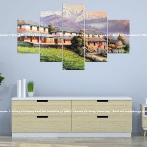 Mist Nepal Village Canvas Print | Nepal Art | Nepali Village | Mist | Mountains | Landscape | Ethereal | Home Decor | Custom Canvas Print Nepal | Custom Murals Print Nepal