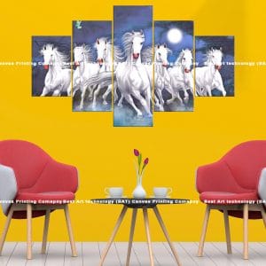 White Horses Galloping Moonlight Canvas Print | White Horse Canvas Art | Animal Wall Decor | White Horses | Horses | Galloping | Moonlight | Water | Animal Art | Home Decor | Custom Canvas Print Nepal | Custom Murals Print Nepal | Wallpaper Art