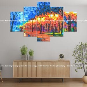 Rainy Street Canvas Print | Impressionist Art | Rainy Street | Colorful | Reflections | Urban Scene | Textured | Home Decor | Custom Canvas Print Nepal | Custom Murals Print Nepal