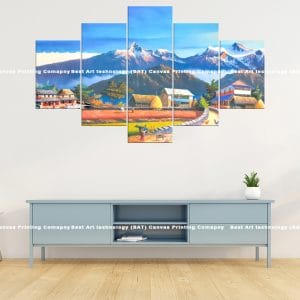 Sunny Nepal Village Canvas Print | Nepal Art | Nepali Village | Sunlight | Mountains | Landscape | Rural Nepal | Home Decor | Custom Canvas Print Nepal | Custom Murals Print Nepal