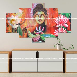 Serene Buddha Lotus Flowers Canvas | Buddha | Lotus Flowers | Meditation | Spiritual Art | Home Decor | Multi Panel Canvas Nepal | Custom Canvas Print Nepal | Wall Painting | wall art nepal