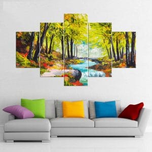 Lush Forest Stream Canvas Print | Nature Art | Forest | Stream | Trees | Colorful | Landscape | Vibrant | Home Decor | Custom Canvas Print Nepal | Custom Murals Print Nepal