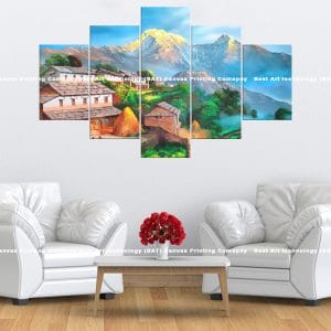 Mountain Village Nepal Canvas Print | Nepal Art | Nepali Village | Mountains | Valley | Landscape | Rural Nepal | Home Decor | Custom Canvas Print Nepal | Custom Murals Print Nepal