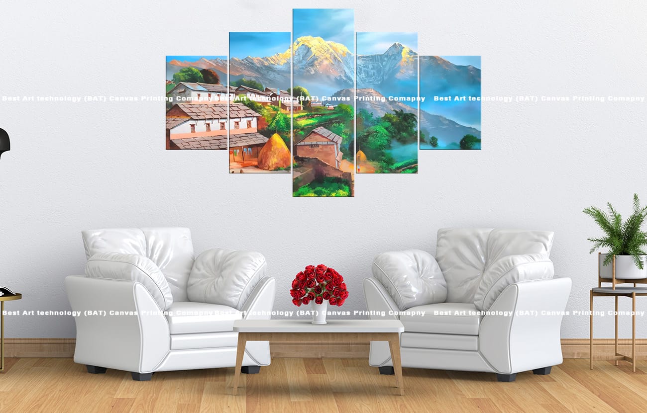 Mountain Village Nepal Canvas Mountain Village Nepal Canvas Print | Nepal Art | Nepali Village | Mountains | Valley | Landscape | Rural Nepal | Home Decor | Custom Canvas Print Nepal | Custom Murals Print Nepal