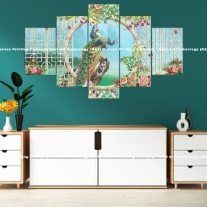 Peacock Floral Arch Canvas Print | Peacock | Flowers | Floral | Arch | Garden | Bird Art | Home Decor | Custom Canvas Print Nepal | Custom Murals Print Nepal | Wallpaper Art
