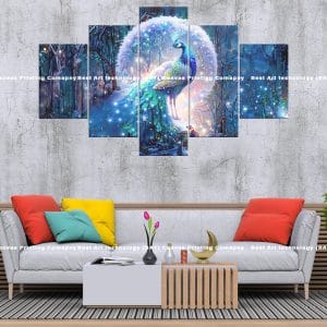 Majestic Peacock Moonlight Canvas Print | Peacock Canvas Art | Bird Wall Decor | Peacock | Bird | Moonlight | Forest | Nature | Animal Art | Home Decor | Custom Canvas Print Nepal | Custom Murals Print Nepal