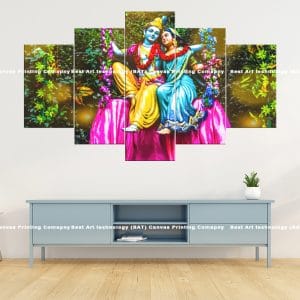 Swing Radha Krishna Canvas Print | Hindu Art | Radha | Krishna | Swing | Garden | Joy | Love | Togetherness | Religious Canvas Print | Wallpaper | Home Decor | Custom Canvas Print Nepal | Custom Murals Print Nepal
