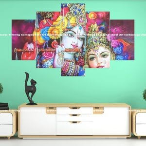 Detailed Radha Krishna Close-up Canvas Print | Hindu Art | Radha | Krishna | Flute | Close-up | Ornate | Love | Devotion | Religious Canvas Print | Wallpaper | Home Decor | Custom Canvas Print Nepal | Custom Murals Print Nepal