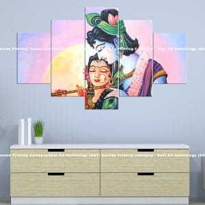 Whispering Radha Krishna Canvas Print | Hindu Art | Radha | Krishna | Flute | Whispering | Tender Moment | Pastel Colors | Religious Canvas Print | Wallpaper | Home Decor | Custom Canvas Print Nepal | Custom Murals Print Nepal