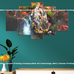 Waterfall Radha Krishna Canvas Print | Hindu Art | Radha | Krishna | Waterfall | Nature | Love | Serene | Religious Canvas Print | Wallpaper | Home Decor | Custom Canvas Print Nepal | Custom Murals Print Nepal