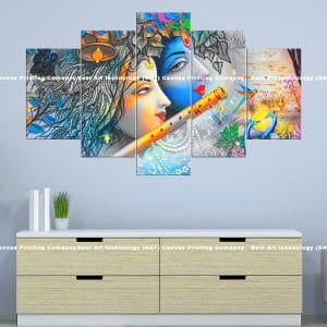 Abstract Flow Radha Krishna Flute Canvas Print