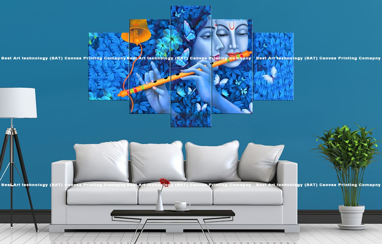 Blue Radha Krishna Flute Canvas Print Blue Radha Krishna Flute Canvas Print | Hindu Art | Radha | Krishna | Flute | Blue | Butterflies | Flowers | Serene | Religious Canvas Print | Wallpaper | Home Decor | Custom Canvas Print Nepal | Custom Murals Print Nepal