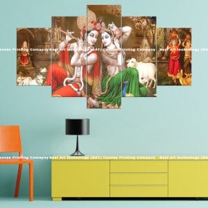 Govardhan Krishna Radha Canvas Print | Hindu Art | Krishna Flute | Radha | Govardhan Hill | Cows | Sacred Site | Religious Canvas Print | Wallpaper | Home Decor | Custom Canvas Print Nepal | Custom Murals Print Nepal