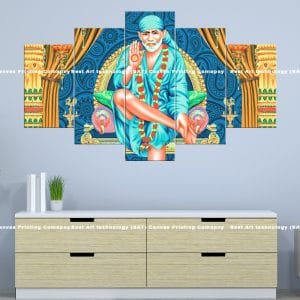 Throne Sai Baba Canvas Print | Spiritual Art | Shirdi Sai Baba | Throne | Blessing Hand | Regal | Religious Canvas Print | Wallpaper | Home Decor | Custom Canvas Print Nepal | Custom Murals Print Nepal