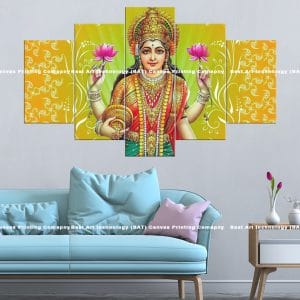 Abundance Lakshmi Canvas Print | Hindu Art | Lakshmi | Lotus Flowers | Pot of Wealth | Abundance | Prosperity | Religious Canvas Print | Wallpaper | Home Decor | Custom Canvas Print Nepal | Custom Murals Print Nepal