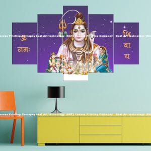 Shiva Family Mantra Canvas Print | Hindu Art | Shiva | Parvati | Ganesha | Kartikeya | Om Namah Shivaya | Mantra | Divine Family | Religious Canvas Print | Wallpaper | Home Decor | Custom Canvas Print Nepal | Custom Murals Print Nepal