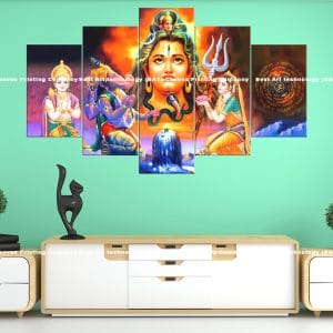Shiva Family Canvas Print | Hindu Art | Shiva | Parvati | Ganesha | Kartikeya | Om Symbol | Shivalinga | Divine Family | Religious Canvas Print | Wallpaper | Home Decor | Custom Canvas Print Nepal | Custom Murals Print Nepal