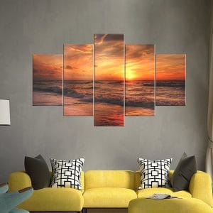 Ocean Sunset Waves Canvas Print | Nature Art | Sunset Ocean Canvas | Beach Waves | Coastal Scene | Twilight | Custom Canvas and Murals Print Nepal