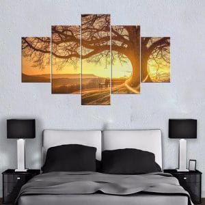 Bare Tree Sunset Canvas Print | Nature Art | Tree Silhouette Canvas | Sunset Landscape | Warm Tones | Dusk | Custom Canvas and Murals Print Nepal