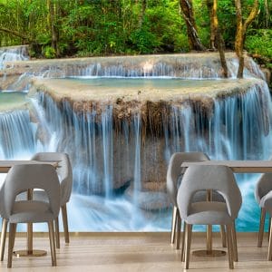 Emerald Pool Forest Waterfalls Wallpaper | Tranquil Nature Wall Decor Nepal | Waterfall Wallpaper | Emerald Pool Mural | Forest Stream Wall Art | Custom Mural Print Nepal | Custom Canvas Print Nepal