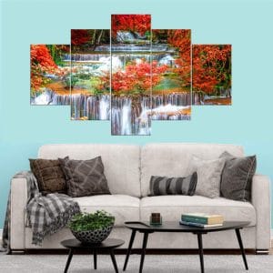 Autumn Waterfall Cascade Canvas Print | Nature Art | Waterfall Canvas | Autumn Colors | Fall Foliage | Landscape | Custom Canvas and Murals Print Nepal