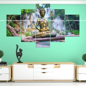 Buddha Waterfall Meditation Canvas | Buddha Canvas | Spiritual Decor | Waterfall Art | Meditation Art | Nature Canvas | Multi Panel Art | Home Decor | Single Panel Canvas Nepal | Custom Canvas Print Nepal | Wall Painting | wall art nepal | Wallpaper Nepal | Stunning Mural print