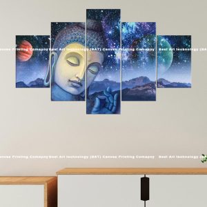 Cosmic Buddha Multi Panel Canvas | Buddha Canvas | Galaxy Art | Spiritual Decor | Meditation Art | Multi Panel Art | Home Decor | Single Panel Canvas Nepal | Custom Canvas Print Nepal | Wall Painting | wall art nepal | Wallpaper Nepal | Stunning Mural print