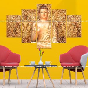Golden Buddha Swastika Canvas | Buddha Canvas | Spiritual Decor | Meditating Buddha | Swastika Art | Buddhist Symbol | Multi Panel Art | Home Decor | Single Panel Canvas Nepal | Custom Canvas Print Nepal | Wall Painting | wall art nepal | Wallpaper Nepal | Stunning Mural print