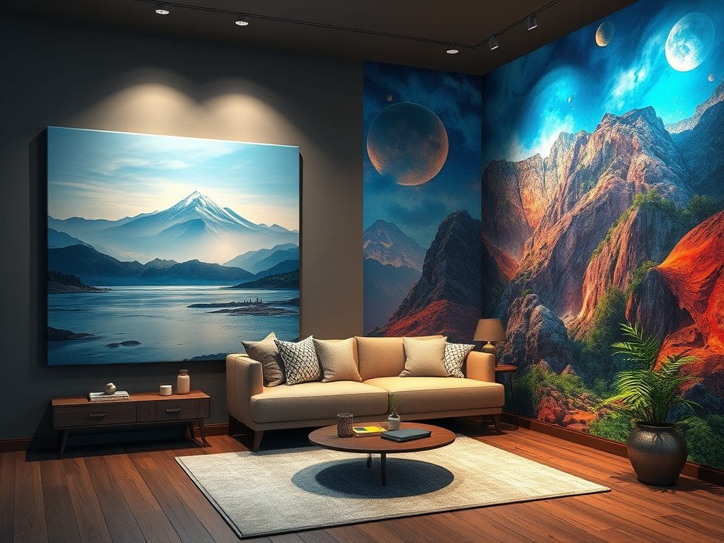 create a featured image that contrasts a sleek canvas print