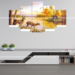 Deer Autumn Lake Canvas Print | Deer | Buck | Doe | Autumn | Fall | Lake | Wildlife | Animal Art | Home Decor | Custom Canvas Print Nepal | Custom Murals Print Nepal | Wallpaper Art