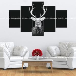 Monochrome Deer Portrait Canvas Print | Deer | Stag | Portrait | Close-up | Antlers | Black and White | Wildlife | Animal Art | Home Decor | Custom Canvas Print Nepal | Custom Murals Print Nepal | Wallpaper Art