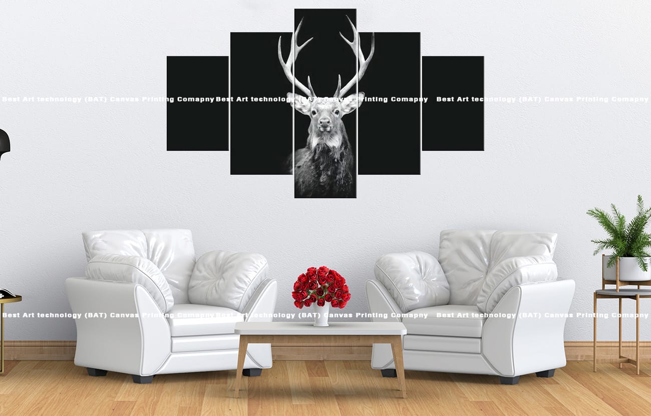 Monochrome Deer Portrait Canvas Monochrome Deer Portrait Canvas Print | Deer | Stag | Portrait | Close-up | Antlers | Black and White | Wildlife | Animal Art | Home Decor | Custom Canvas Print Nepal | Custom Murals Print Nepal | Wallpaper Art