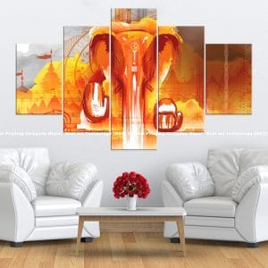 Ganesh Orange Abstract Canvas | Ganesh | Lord Ganesh | Hindu God | Abstract Art | Orange Art | Cultural Art | Spiritual Art | Home Decor | Custom Canvas Print Nepal | Custom Murals Print Nepal | Wallpaper Art | Wall Painting | wall art nepal