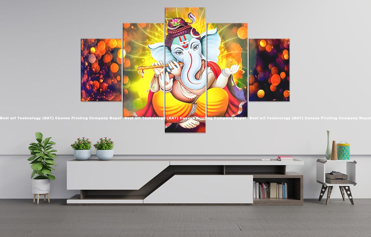 Ganesh Flute Canvas Ganesh Flute Canvas | Ganesh | Lord Ganesh | Hindu God | Flute | Abstract Art | Spiritual Art | Home Decor | Custom Canvas Print Nepal | Custom Murals Print Nepal | Wallpaper Art