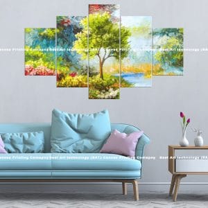 Vibrant Landscape Canvas Print | Nature Art | Landscape | Colorful | Trees | Flowers | Water | Home Decor | Custom Canvas Print Nepal | Custom Murals Print Nepal