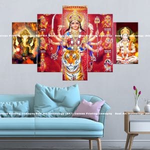 Goddess Durga Canvas Print | Hindu Art | Durga | Tiger | Divine Power | Protection | Hindu Deities | Religious Canvas Print | Wallpaper | Home Decor | Custom Canvas Print Nepal | Custom Murals Print Nepal