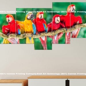 Colorful Macaws Branch Canvas Print | Colorful Macaws | Macaws | Birds | Branch | Tropical | Animal Art | Home Decor | Custom Canvas Print Nepal | Custom Murals Print Nepal | Wallpaper Art