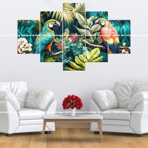 Tropical Parrots Jungle Canvas Print | Tropical Parrots | Parrots | Jungle | Birds | Exotic | Animal Art | Home Decor | Custom Canvas Print Nepal | Custom Murals Print Nepal | Wallpaper Art