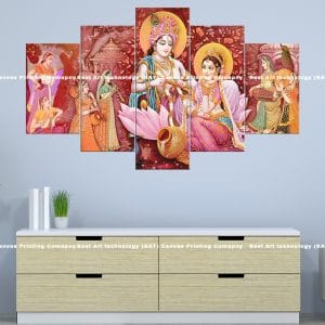 Krishna Radha Lotus Canvas Print | Hindu Art | Krishna | Radha | Lotus Flower | Devotees | Temple | Divine Love | Religious Canvas Print | Wallpaper | Home Decor | Custom Canvas Print Nepal | Custom Murals Print Nepal