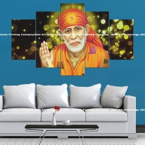 Sai Baba Canvas Print | Spiritual Art | Shirdi Sai Baba | Blessing Hand | Om Symbol | Guru | Religious Canvas Print | Wallpaper | Home Decor | Custom Canvas Print Nepal | Custom Murals Print Nepal
